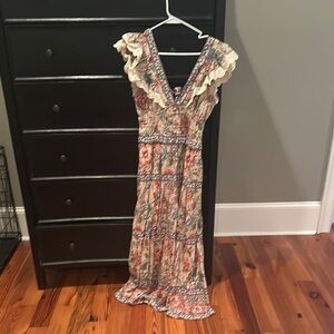 Sea Red and Blue Maxi Dress